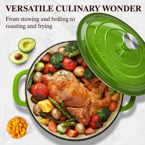 Umite Chef Green braising scene with meat highlights tender results from slow cooking.