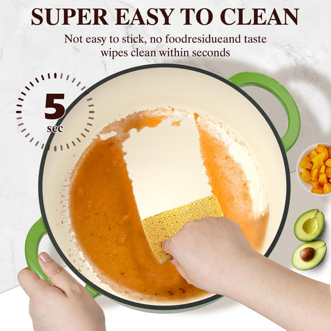 Umite Chef Dutch Oven Green on stove demonstrates versatility across heat sources.