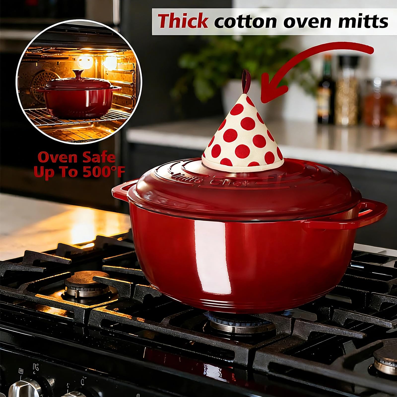 Umite Chef 6QT oven-to-stovetop versatility for simmering and baking