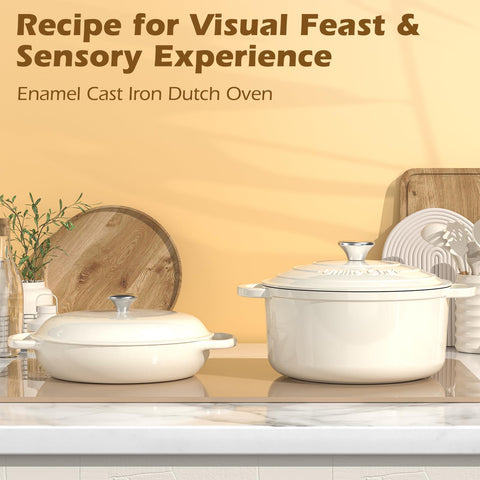 Umite Chef Dutch oven ideal for stews and braises in cream white.