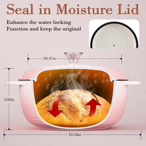 Umite Chef enameled cast iron Dutch oven interior provides easy browning and simple cleanup.