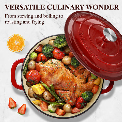 Umite Chef enamel glaze provides a naturally non-stick surface for easy cleanup