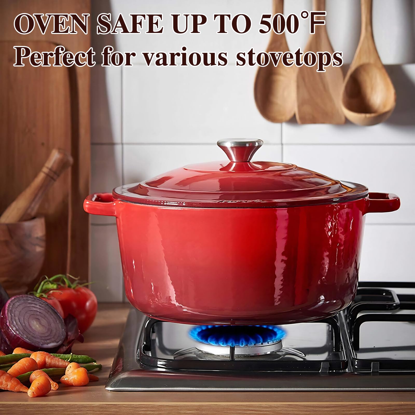 Umite Chef Dutch Oven wide stainless steel handles for secure grip