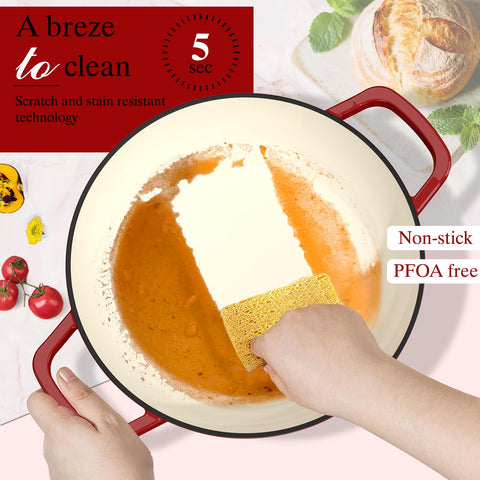 Umite Chef enamelled finish resists staining and odors, easy cleaning.