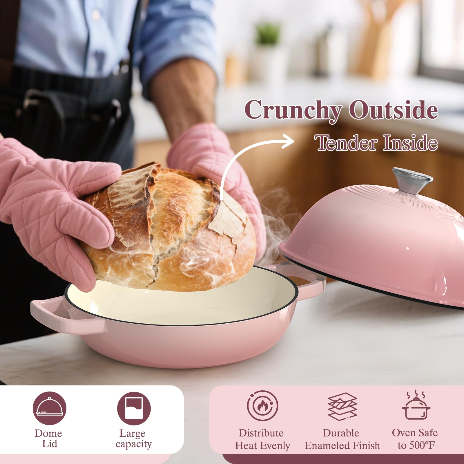 Umite Chef enamelled outer finish resists staining and chipping for lasting beauty.