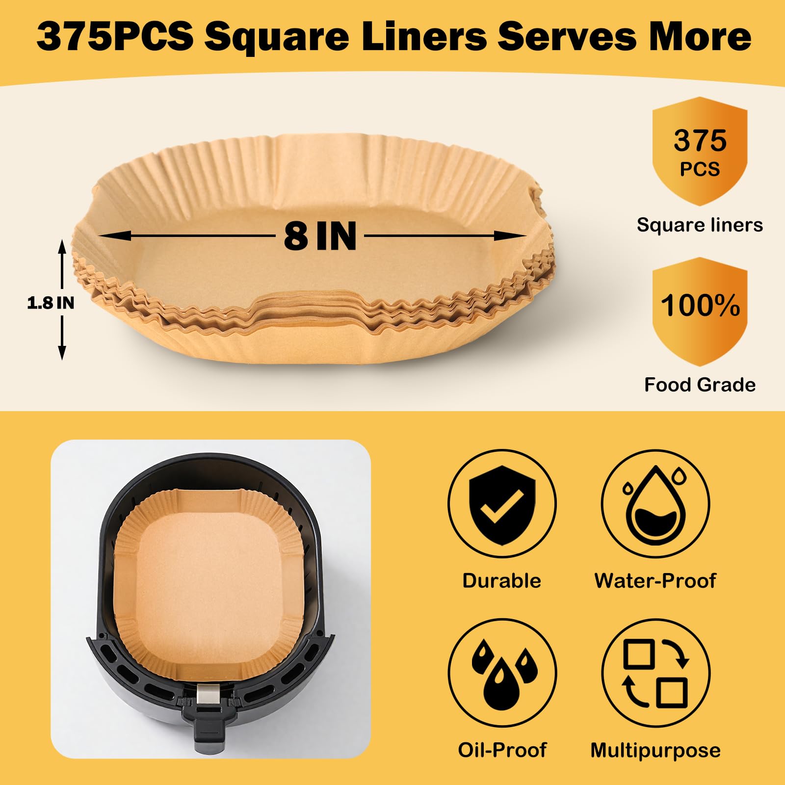 Umite Chef grease-resistant liner prevents leaks and stains in baskets