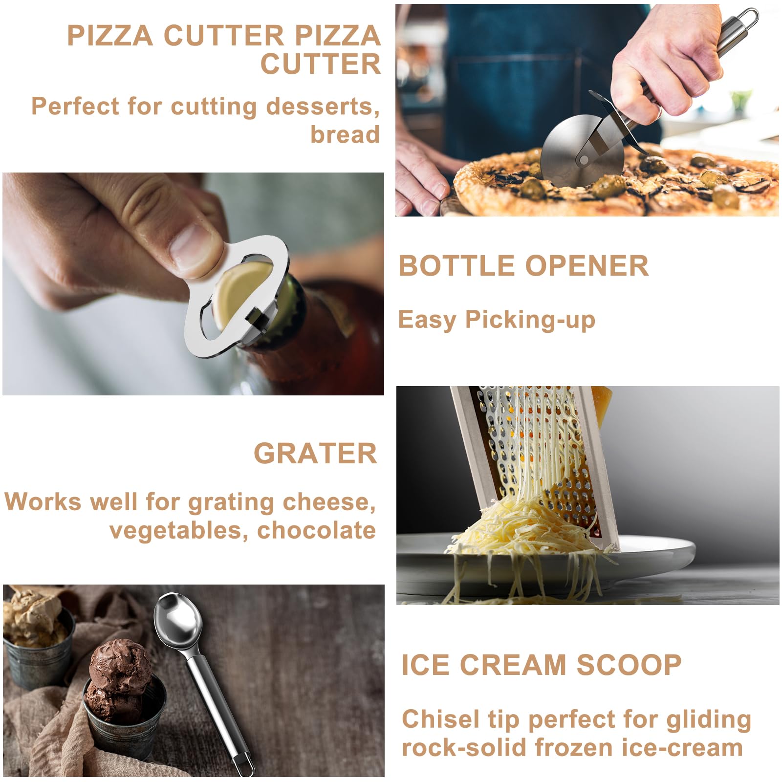 Umite Chef heat-resistant utensils withstand high heat up to 446°F for safe cooking.