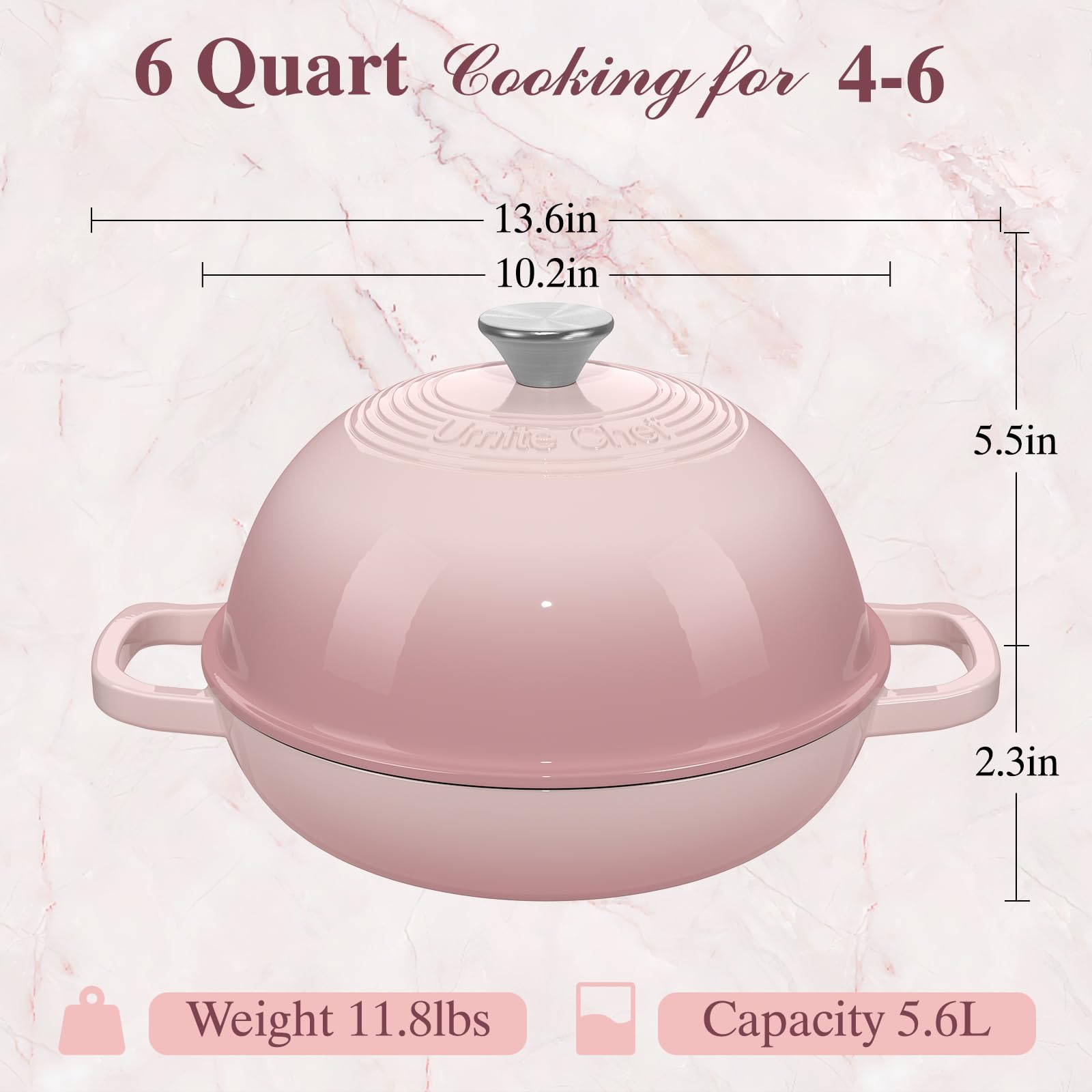 Umite Chef pink bread pot complements kitchen decor and tabletop presentation.
