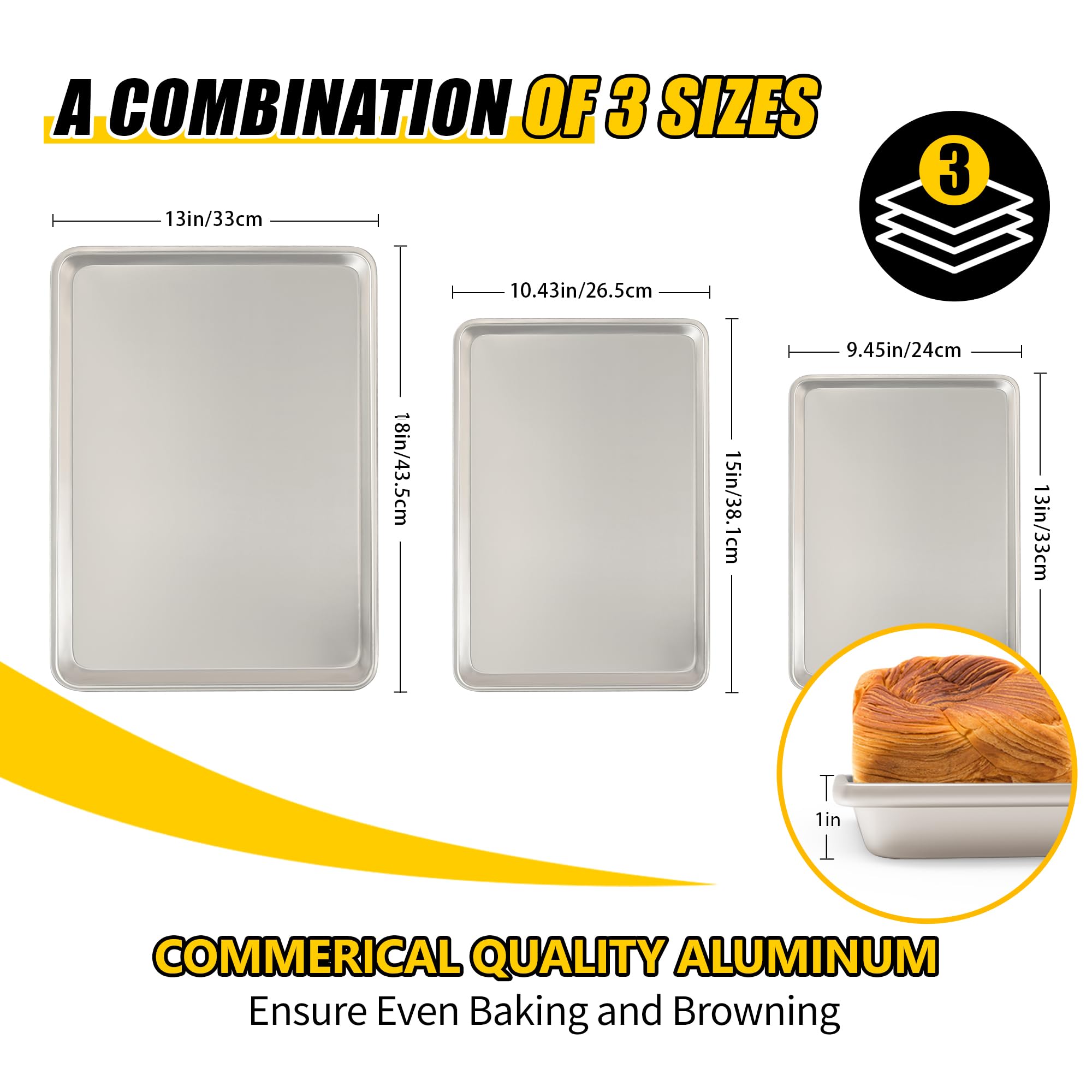 Umite Chef jelly roll pan with smooth edges for safe handling