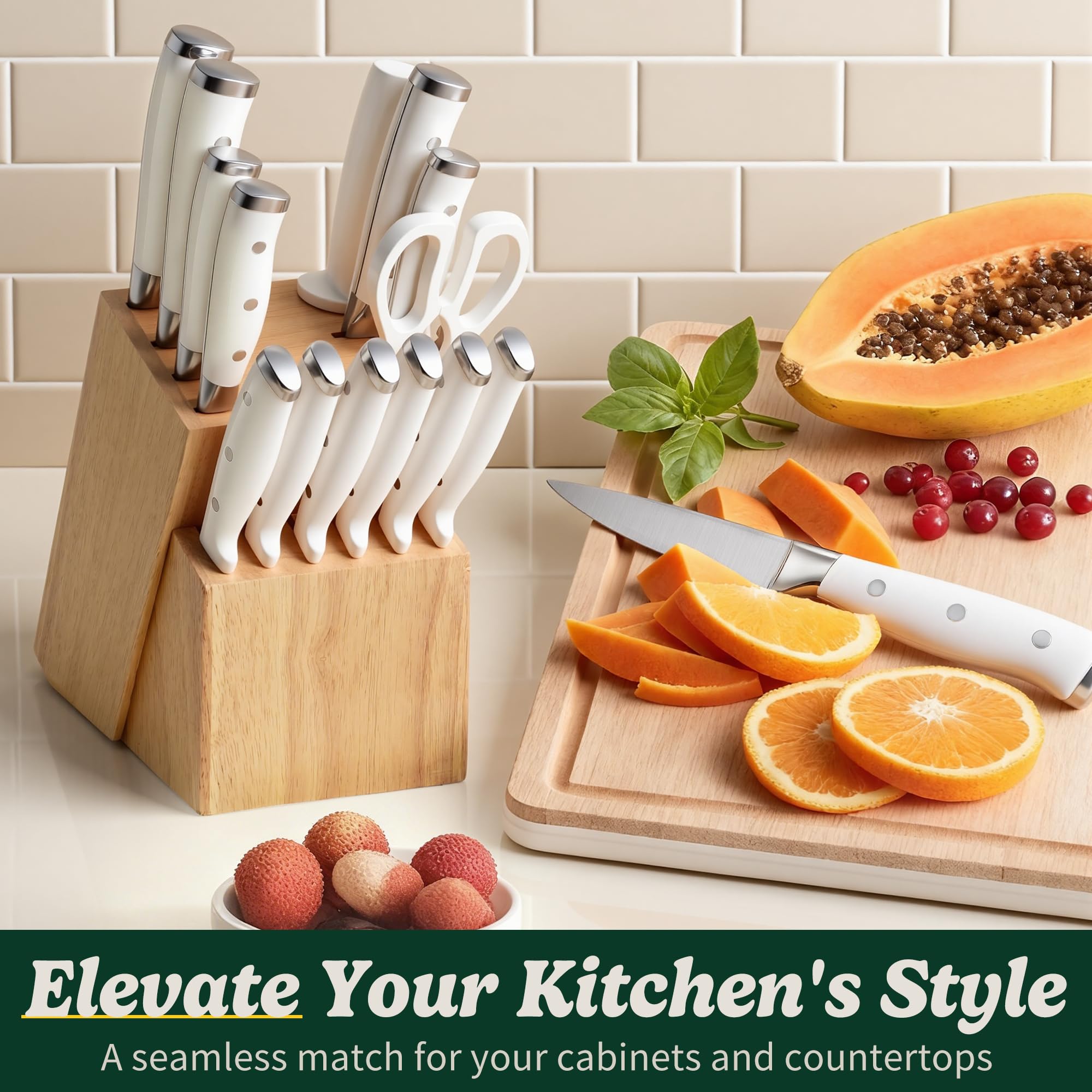 Umite Chef three rivets secure balanced, durable blade and handle
