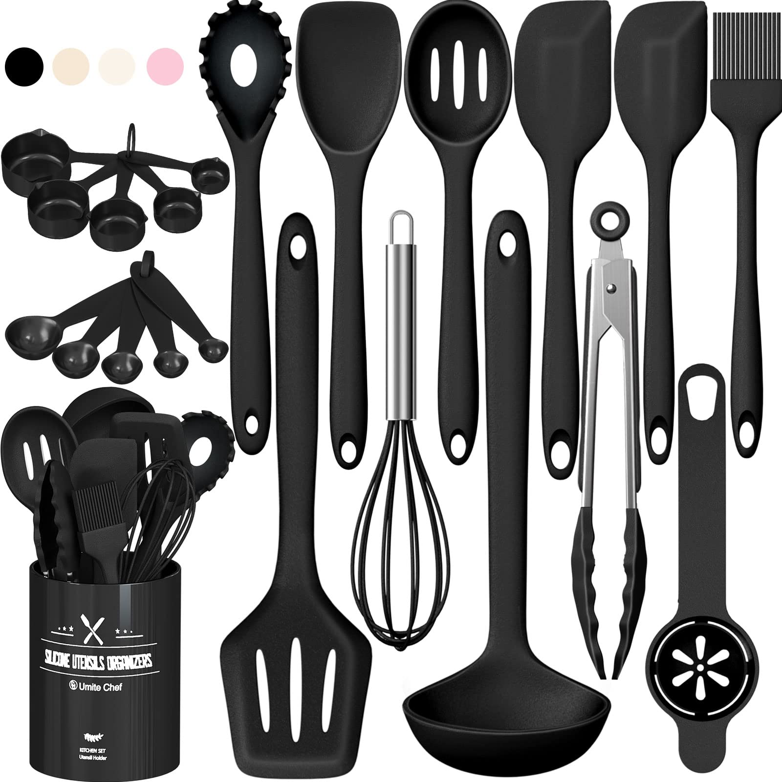 Umite Chef ladle with heat-resistant silicone for safe stirring and serving.