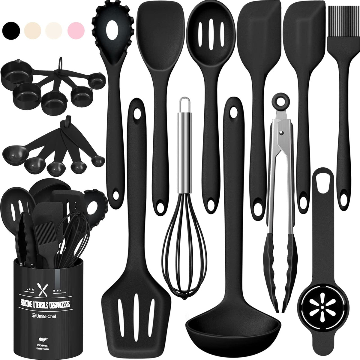 Umite Chef ladle with heat-resistant silicone for safe stirring and serving.