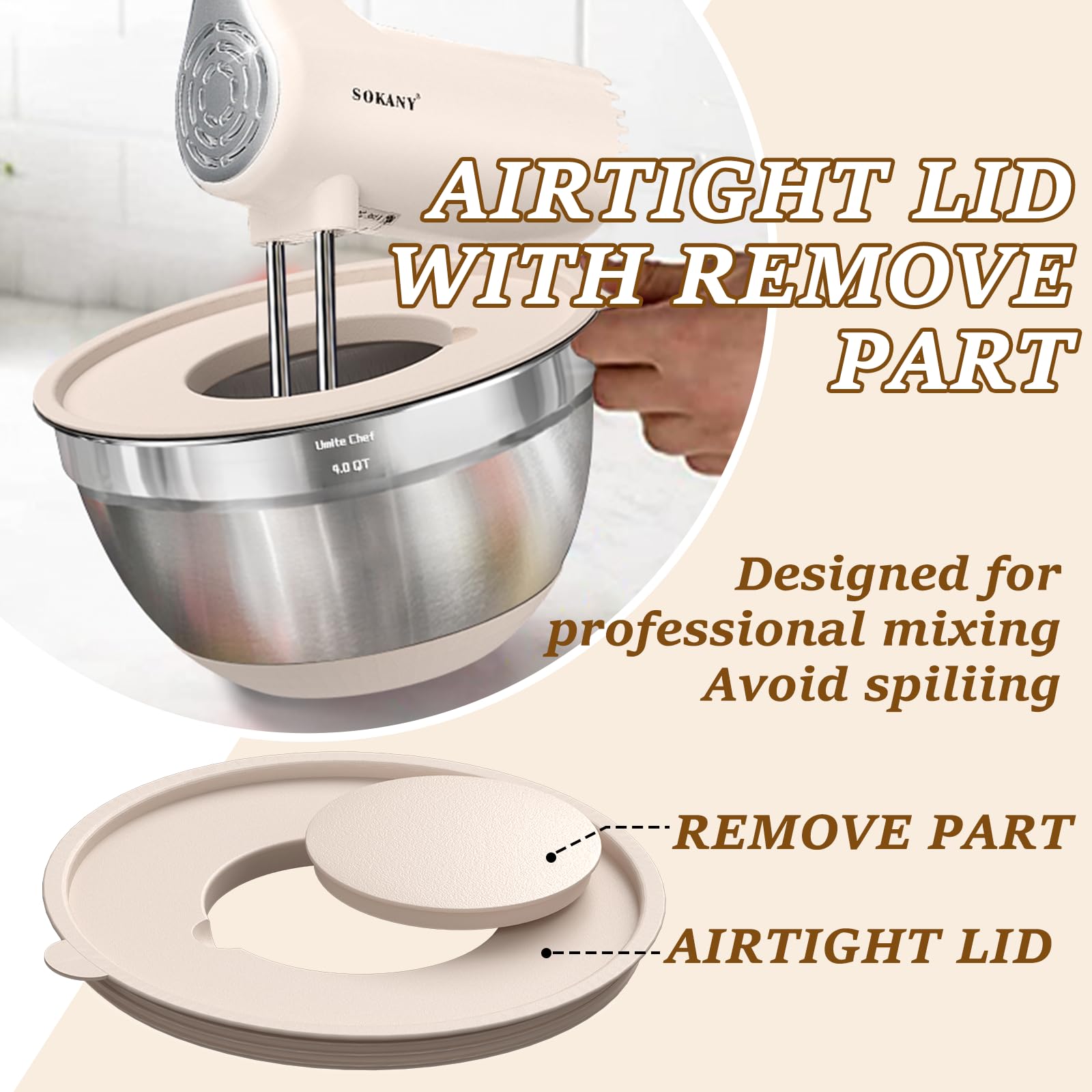 Umite Chef bowls with mirrored interior simplify cleaning and inspection.