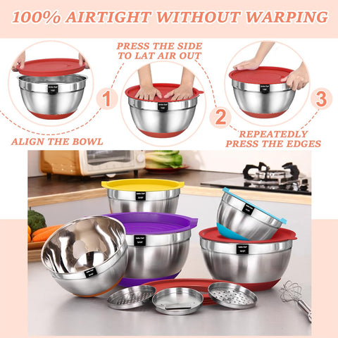 Umite Chef bowls have non-slip silicone bottoms for stable mixing.