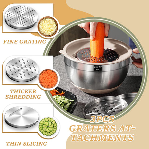Umite Chef bowls with non-slip bottoms stay steady while mixing and protect surfaces from heat.