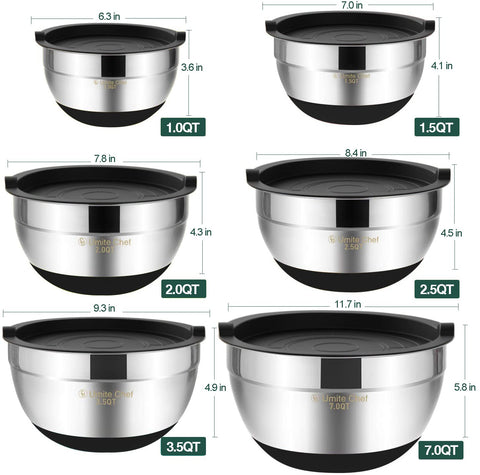 Umite Chef bowls silicone bottoms provide stable grip during whisking.