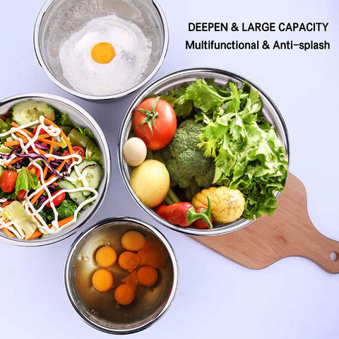 Umite Chef bowls with stainless steel interior shine and rust resistance.