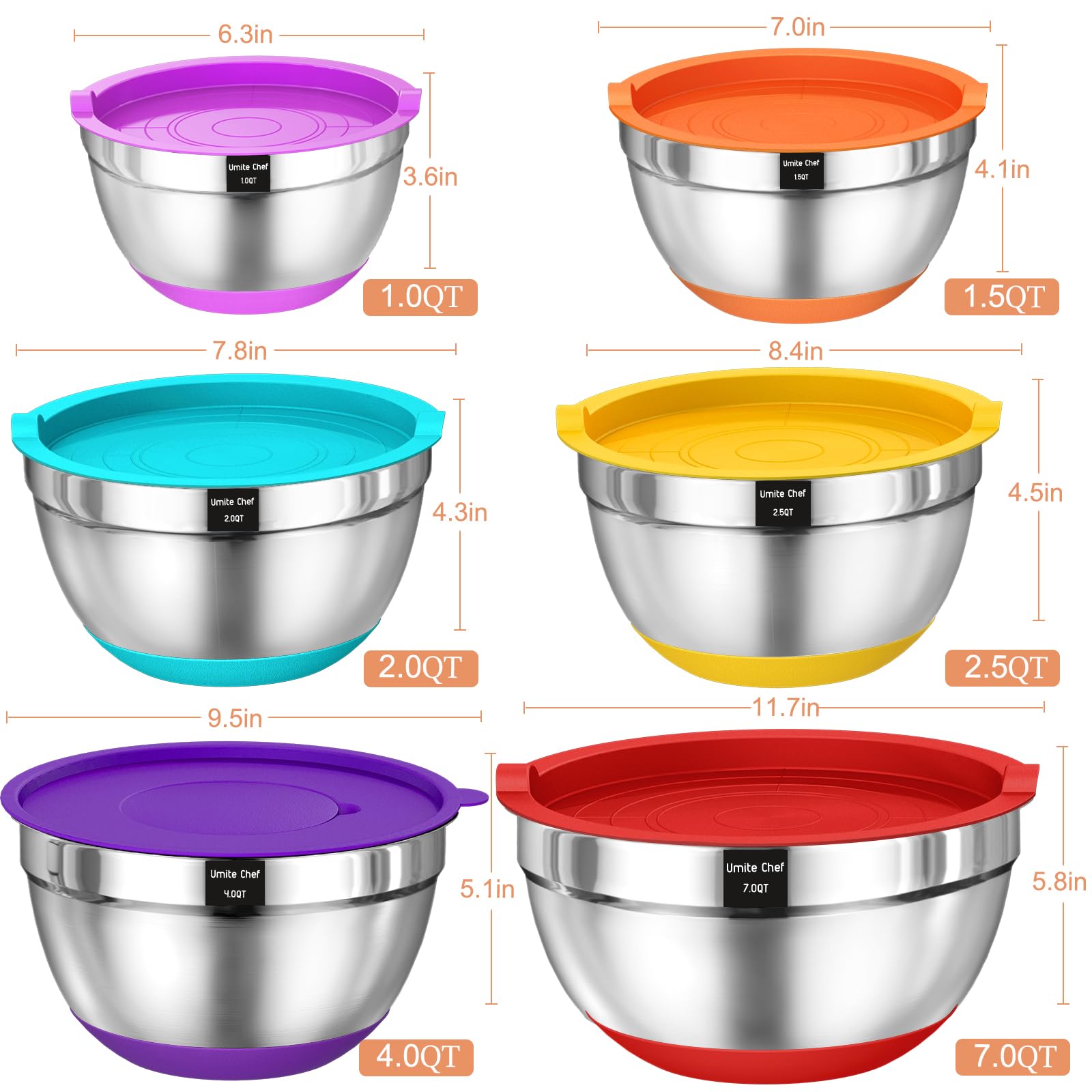 Umite Chef nestable bowls save cabinet space and organize efficiently.