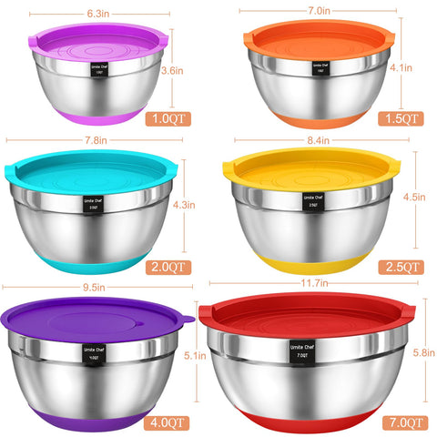 Umite Chef nestable bowls save cabinet space and organize efficiently.