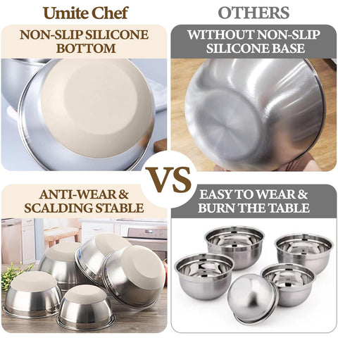 Umite Chef set nests for space-saving storage in any kitchen.