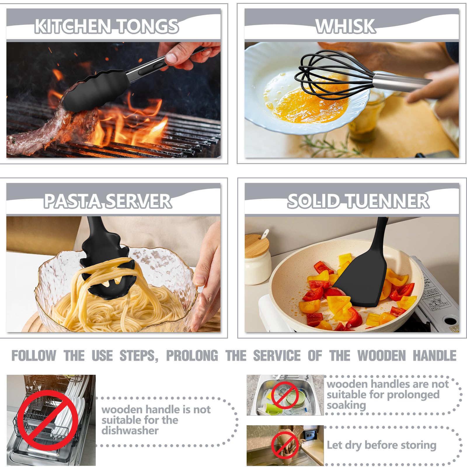 Umite Chef nonstick-friendly set protects pan surfaces during daily cooking.