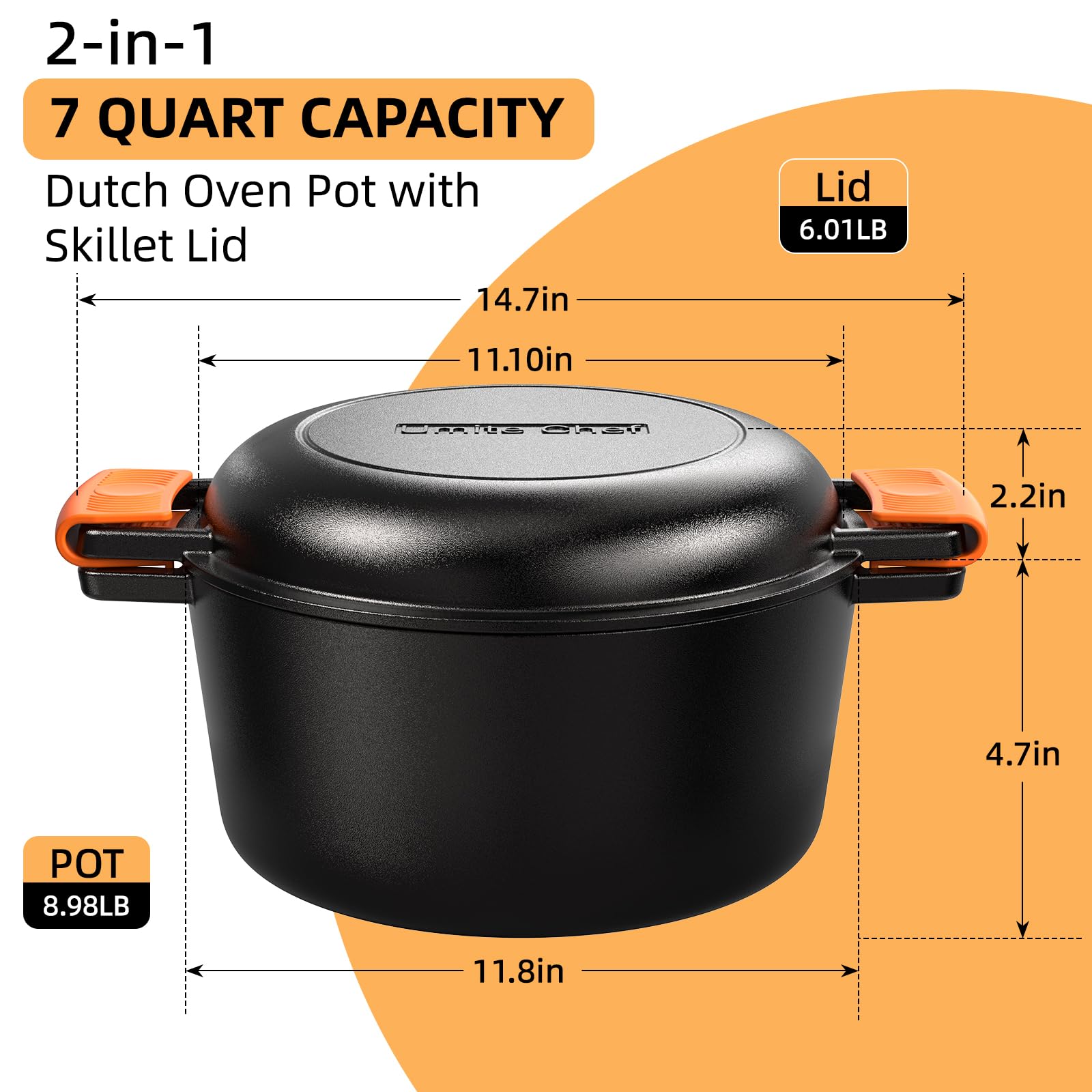 Umite Chef raised rib lid detail enhances moisture retention and flavor.