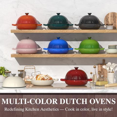 Umite Chef red enamel adds stylish table to oven presentation.