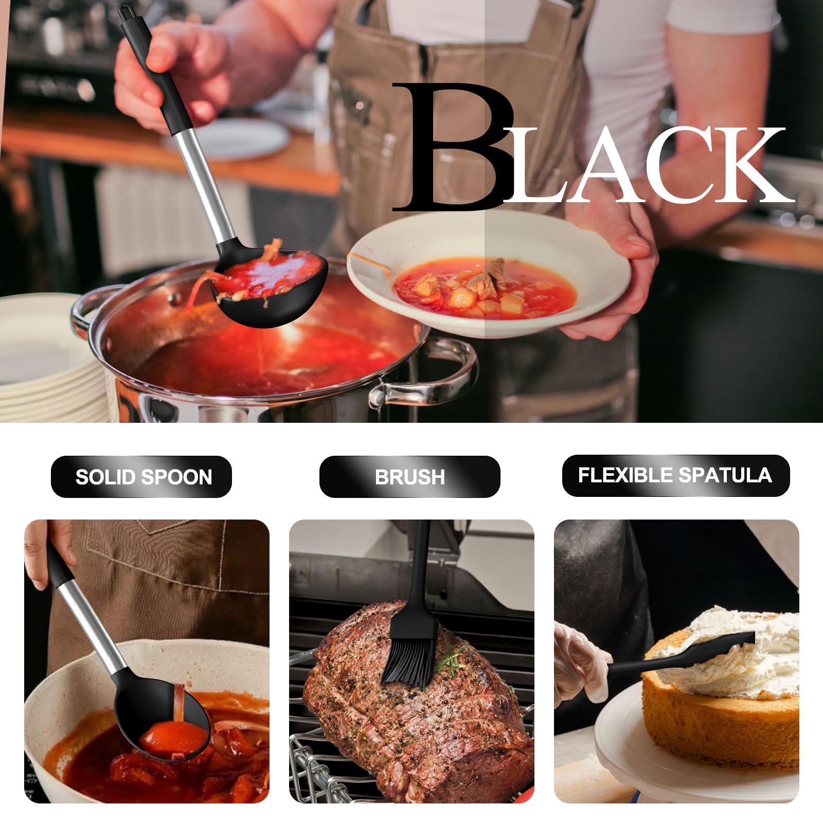 Umite Chef utensils safe for nonstick cookware and gentle stirring.