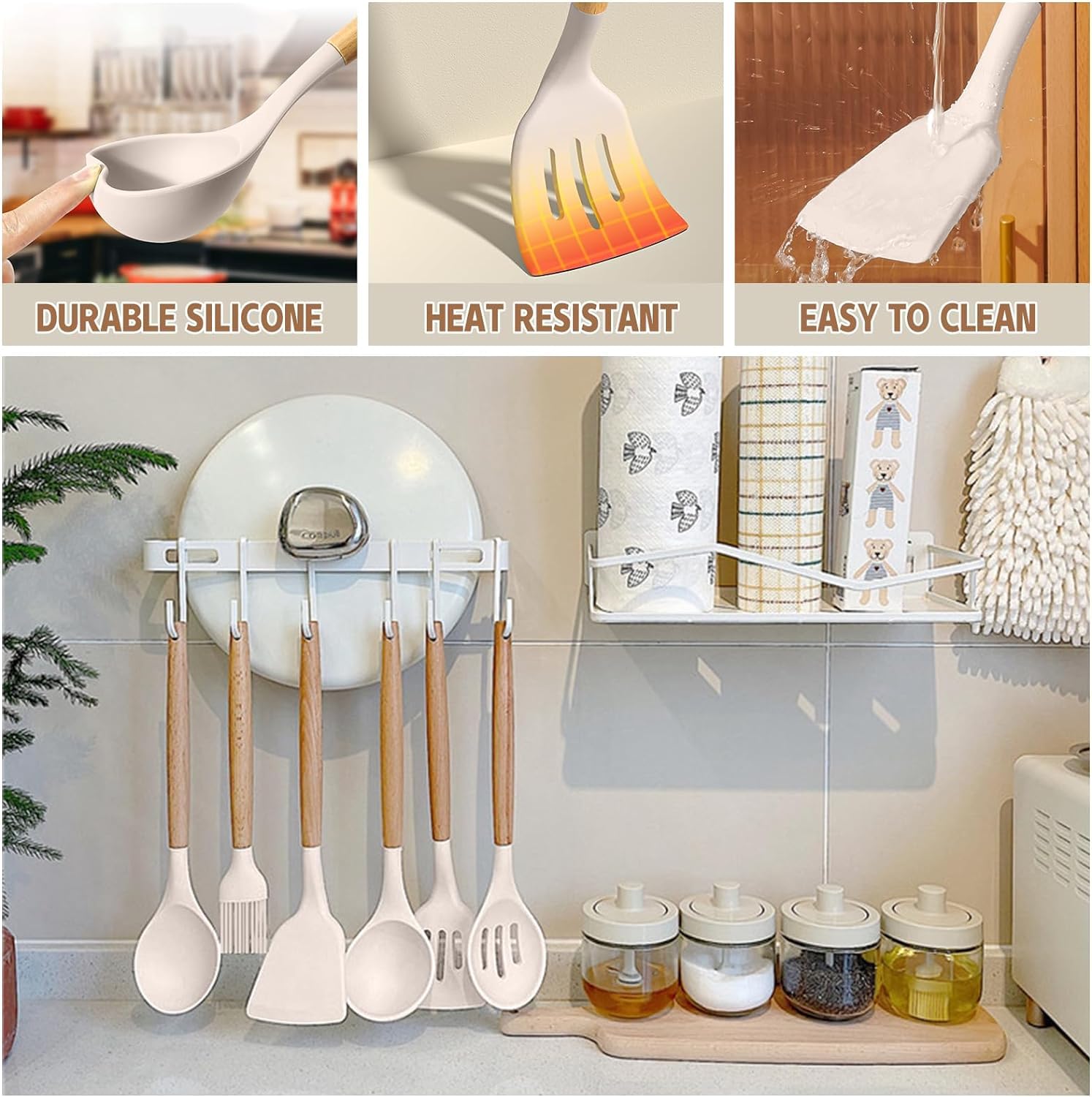 Umite Chef silicone serving spoons for easy serving without scratching.