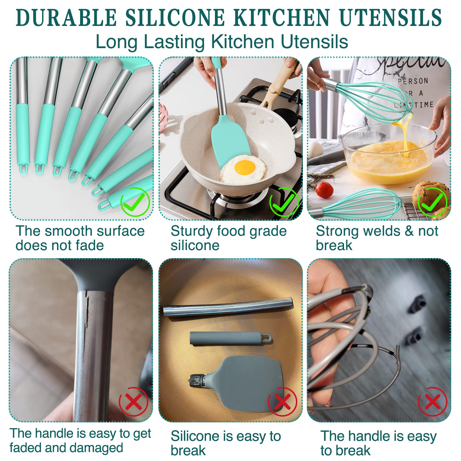 Umite Chef silicone slotted turner, drains liquids without scratching pans.