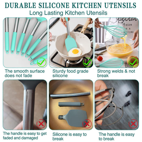 Umite Chef silicone slotted turner, drains liquids without scratching pans.