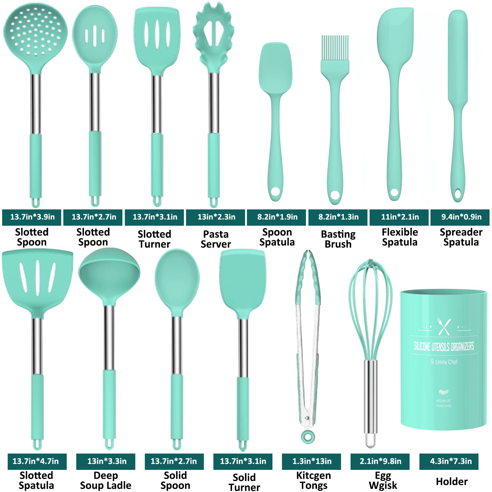 Umite Chef silicone solid turner, sturdy and non-stick friendly for flipping.