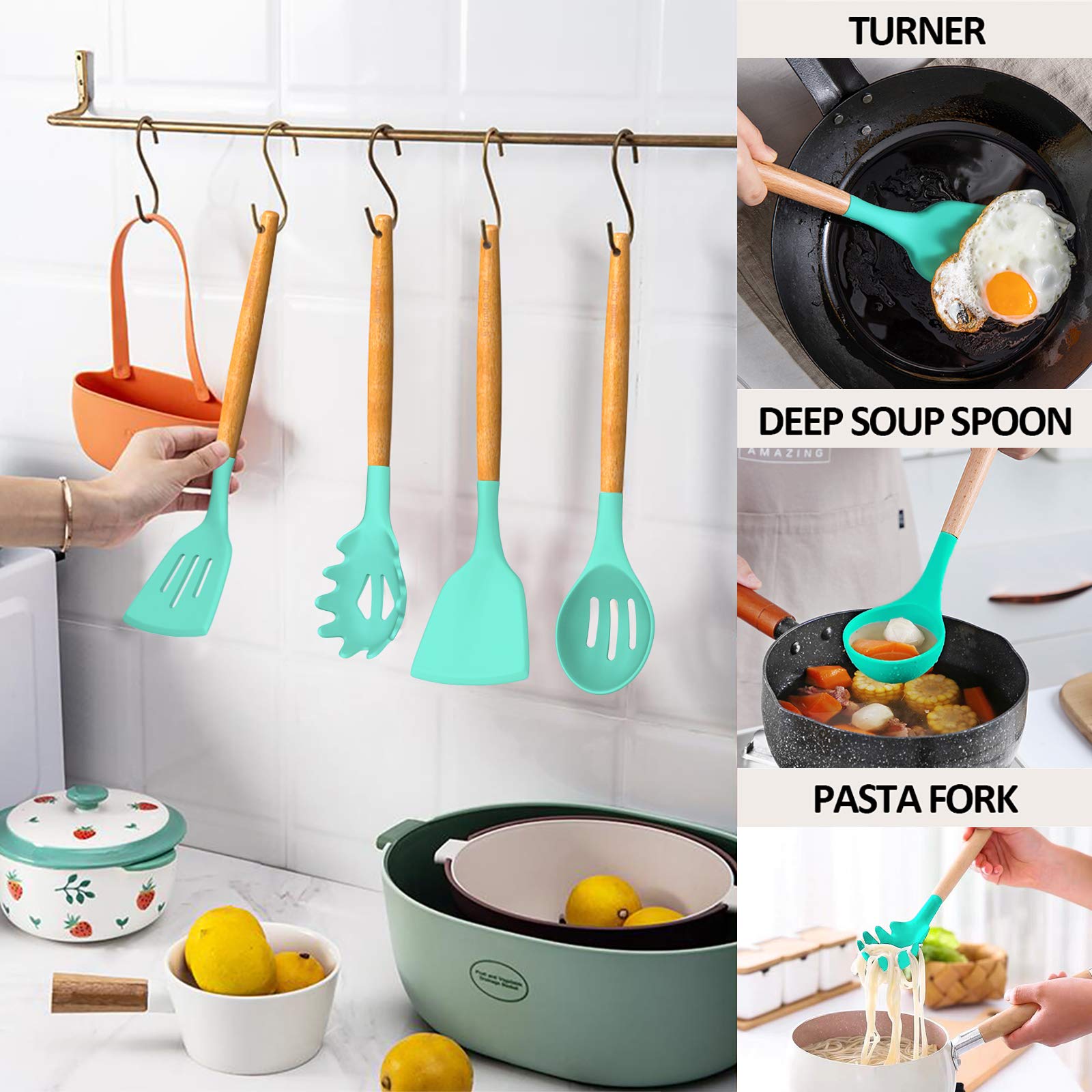 Umite Chef silicone turner protecting pans while flipping delicate foods