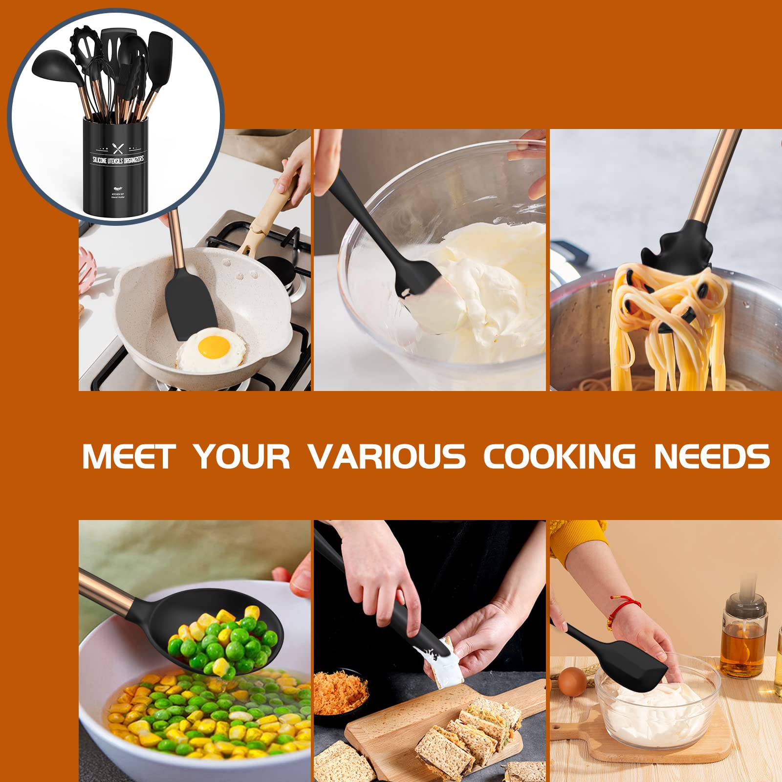 Umite Chef silicone utensils pasta server for precise portioning and easy draining.