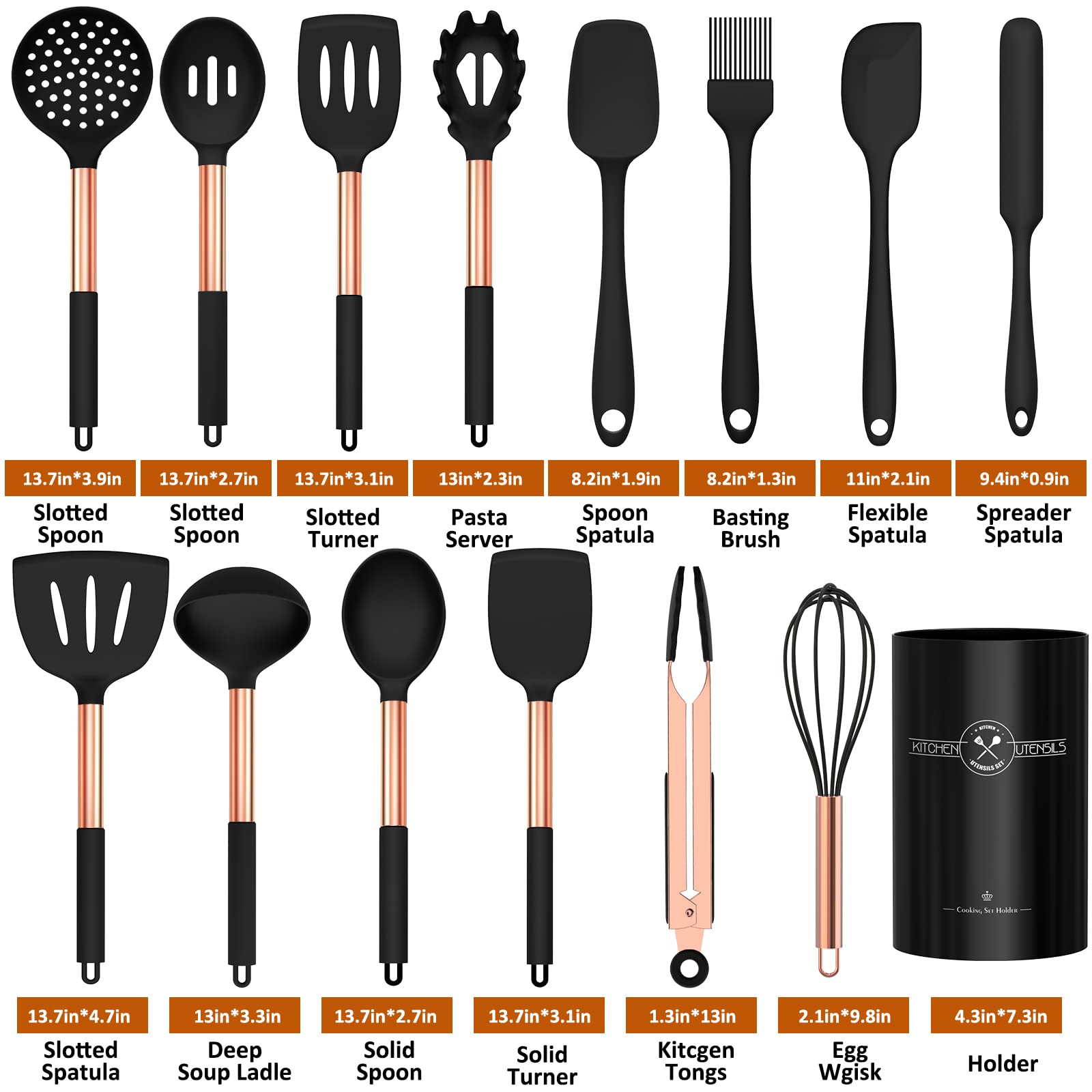 Umite Chef silicone utensil set with solid turner for sturdy stirring and pan protection.