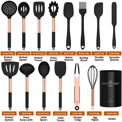 Umite Chef silicone utensil set with solid turner for sturdy stirring and pan protection.