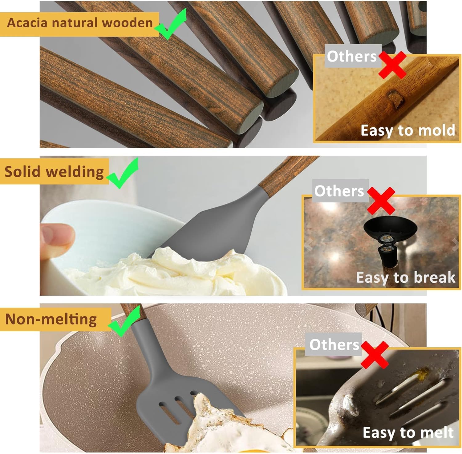 Umite Chef angled spatula with wooden handle for precise pan work