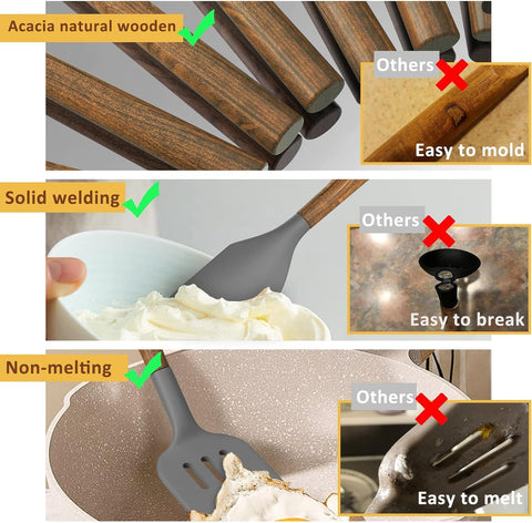 Umite Chef angled spatula with wooden handle for precise pan work