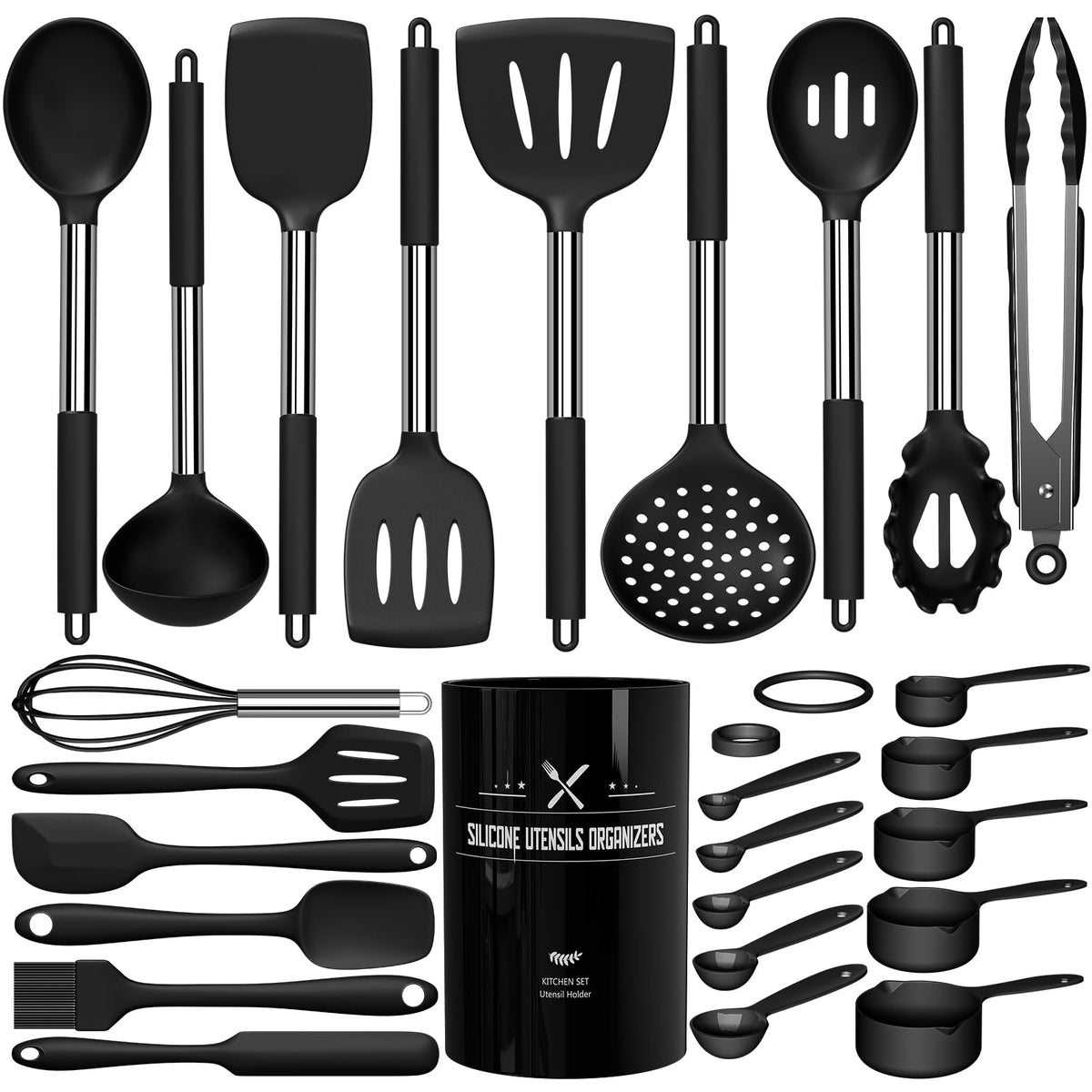Umite Chef silicone utensils with stainless steel handles for durable daily use.