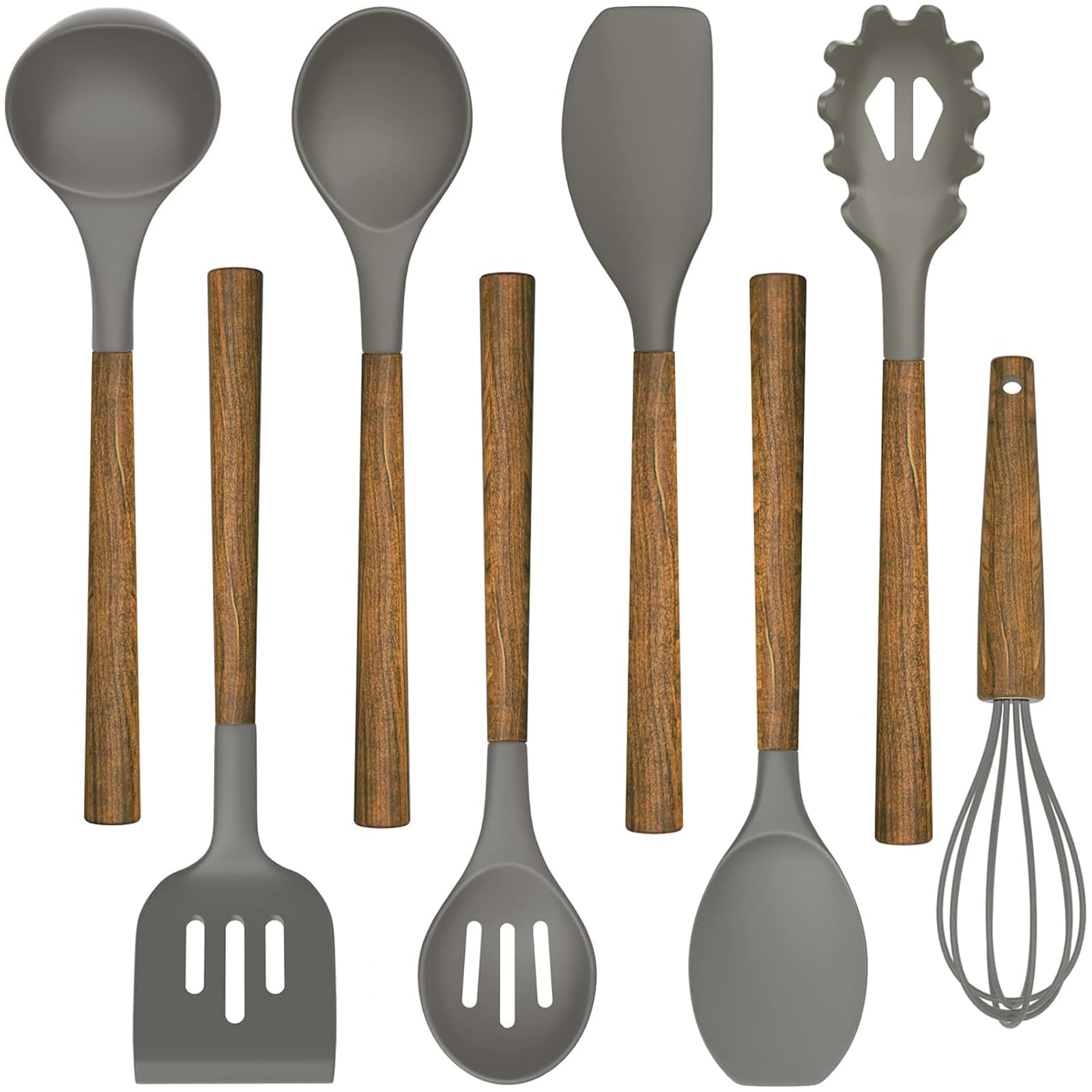 Umite Chef silicone ladle with acacia handle, heat-resistant for soups and sauces