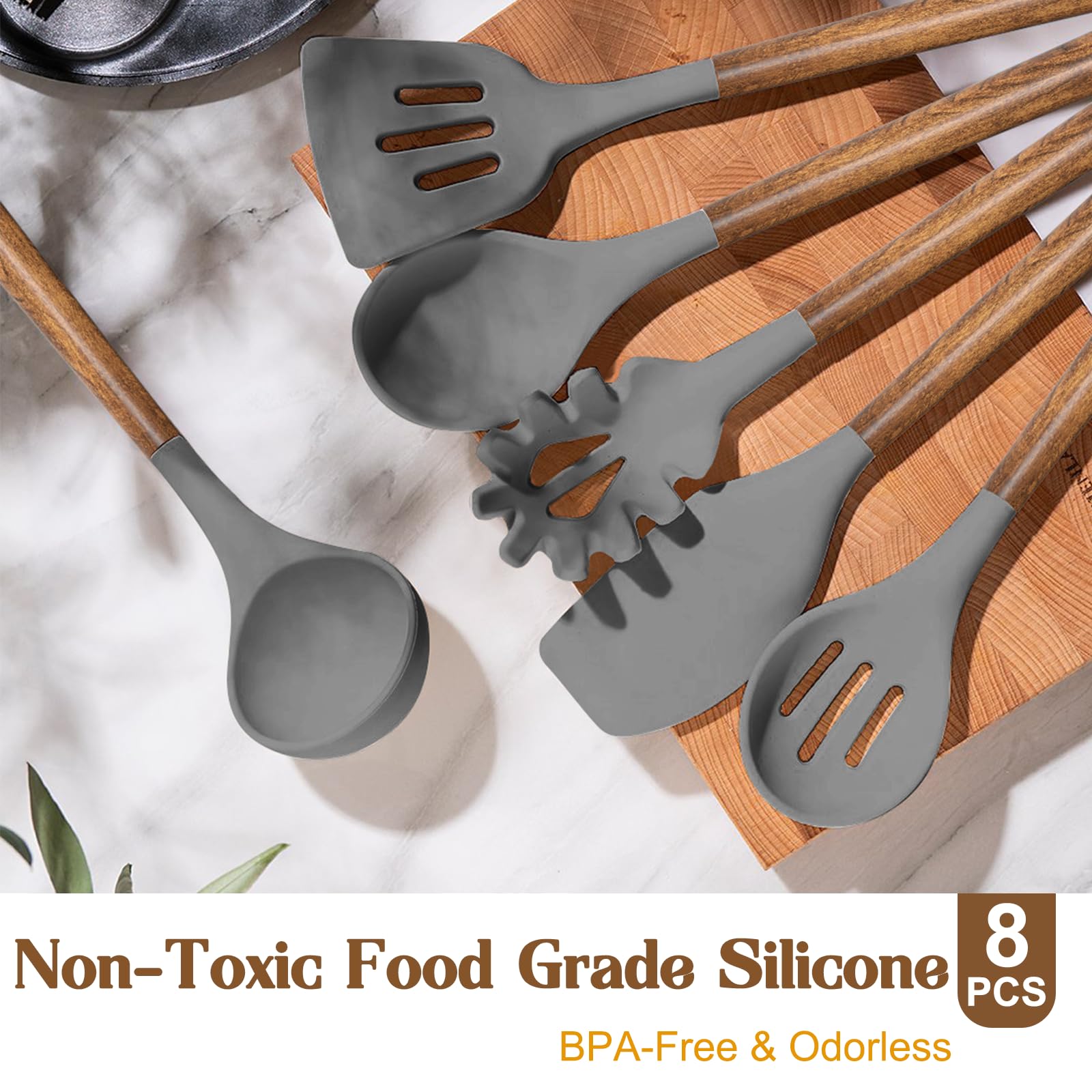 Umite Chef serving spoon with wooden handle, ideal for stirring and serving