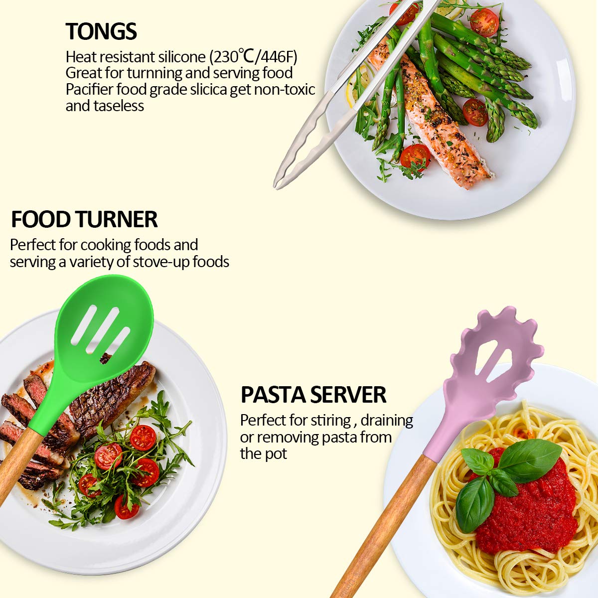 Umite Chef silicone heads protect pan surfaces from scratches.
