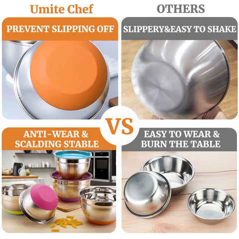 Umite Chef bowls show a mirror interior for easy cleaning