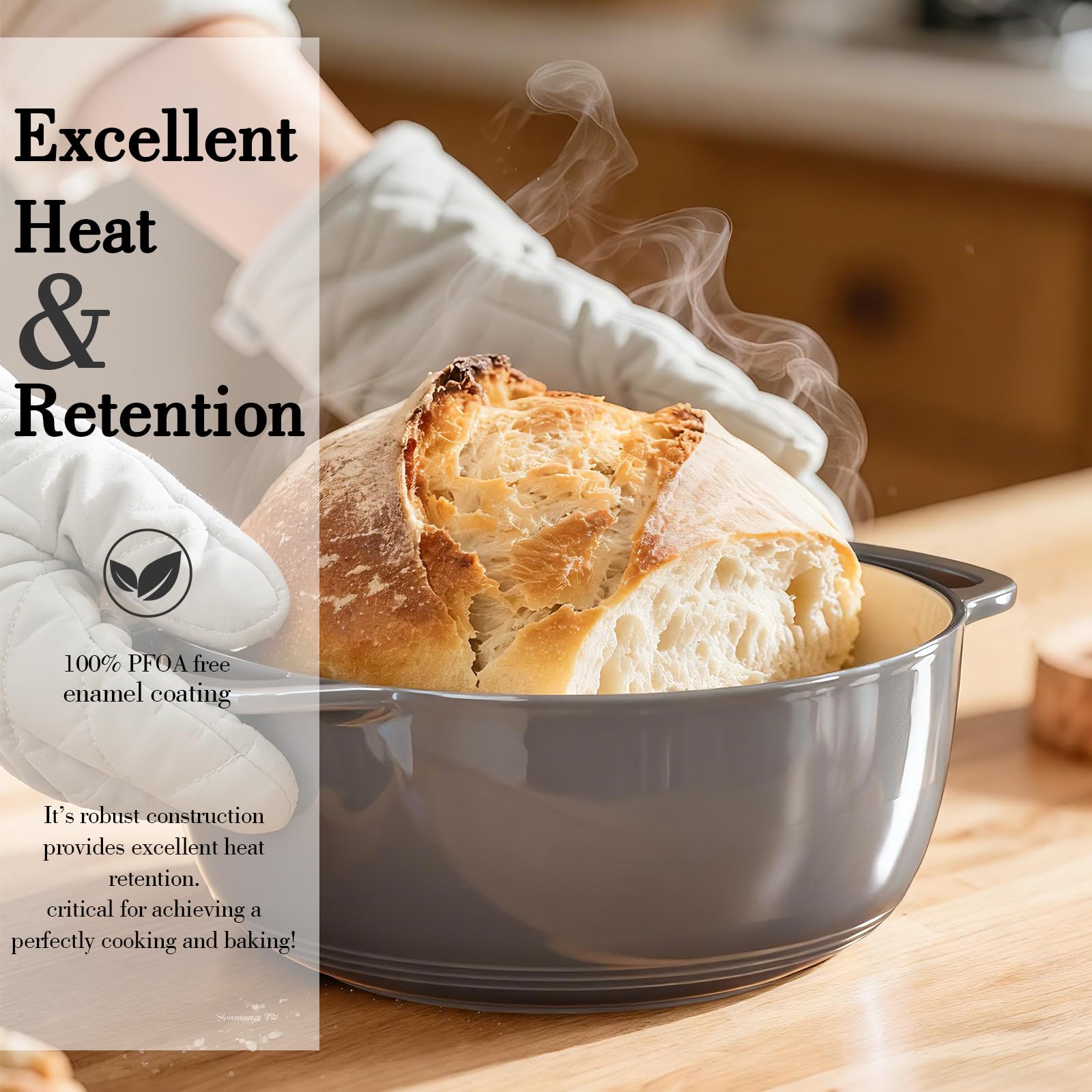 Umite Chef pot used on stovetop and in oven for versatile cooking.