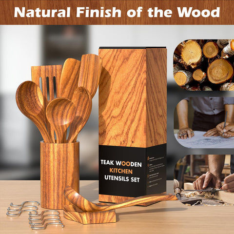 Umite Chef teak utensil in-use shot highlights ergonomic grip