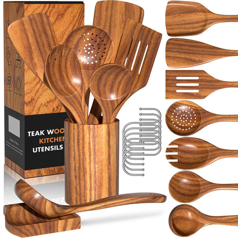 Umite Chef teak spatula in use, protects nonstick cookware and handles high heat