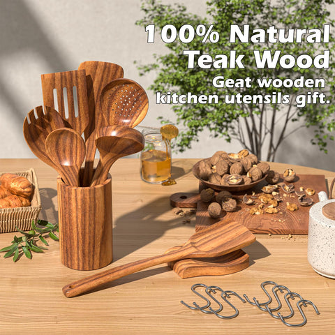 Umite Chef teak strainer designed for sturdy stirring and quick draining