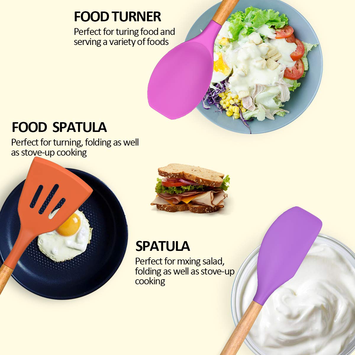 Umite Chef wooden-handle utensils resist heat for safe cooking.