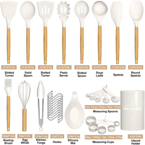 Closeup of Umite Chef wooden-handle utensils showing ergonomic grip