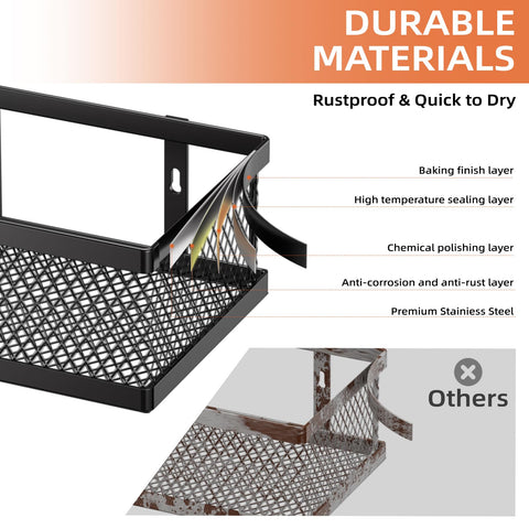 Umomi rack with reinforced adhesive stickers stays secure on smooth surfaces.
